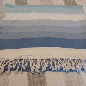 Blue and White Striped Teema Sand Towel